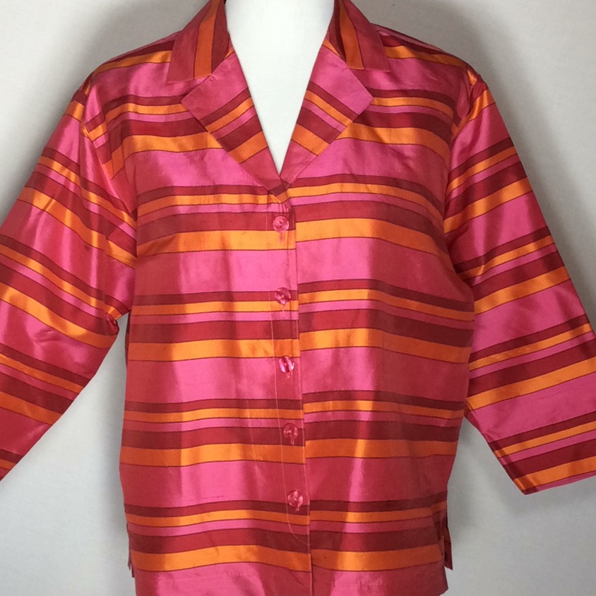 100 Silk Striped Top
